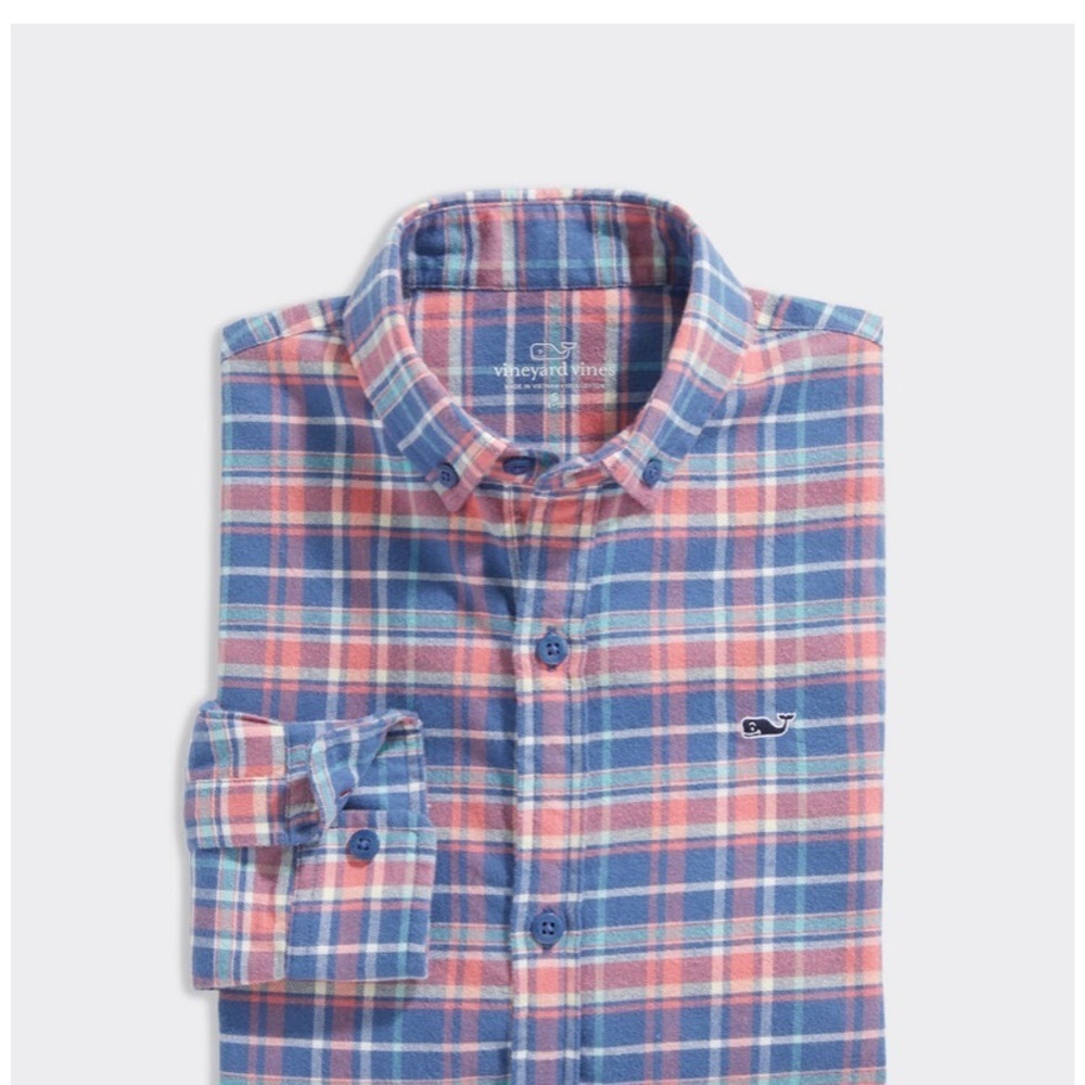 Boys Vineyard Vines Lyle Whale Flannel Shirt NWOT medium never worn 12-14 new - Picture 1 of 7